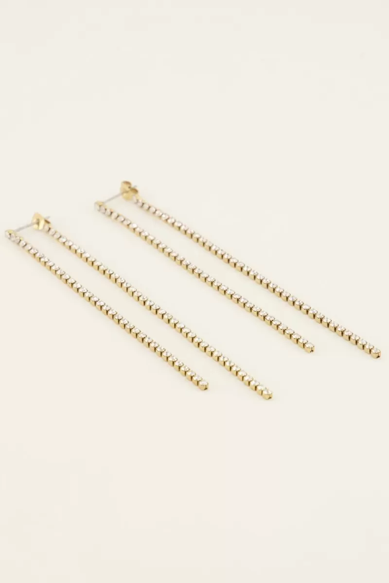 My Jewellery Boucles D’oreilles Avec Cordons De Pierres En Strass