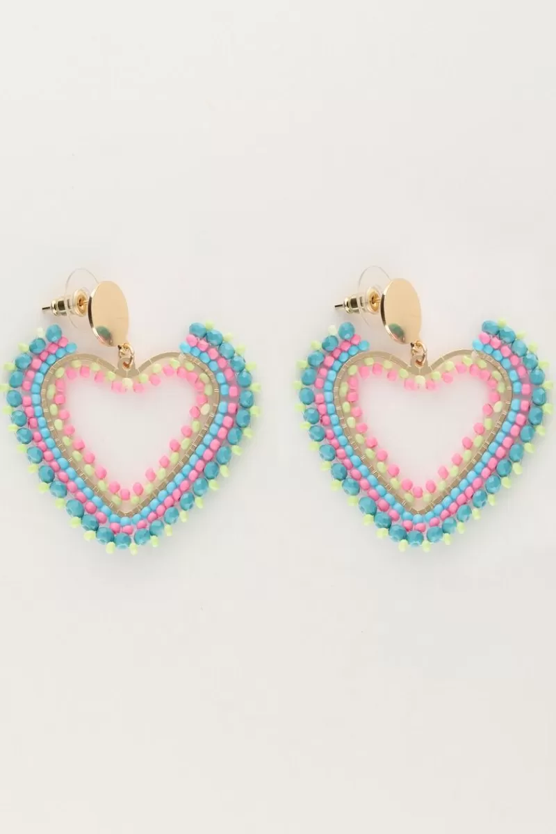 My Jewellery Boucles D'oreilles Avec Cœur En Perles Multicolores