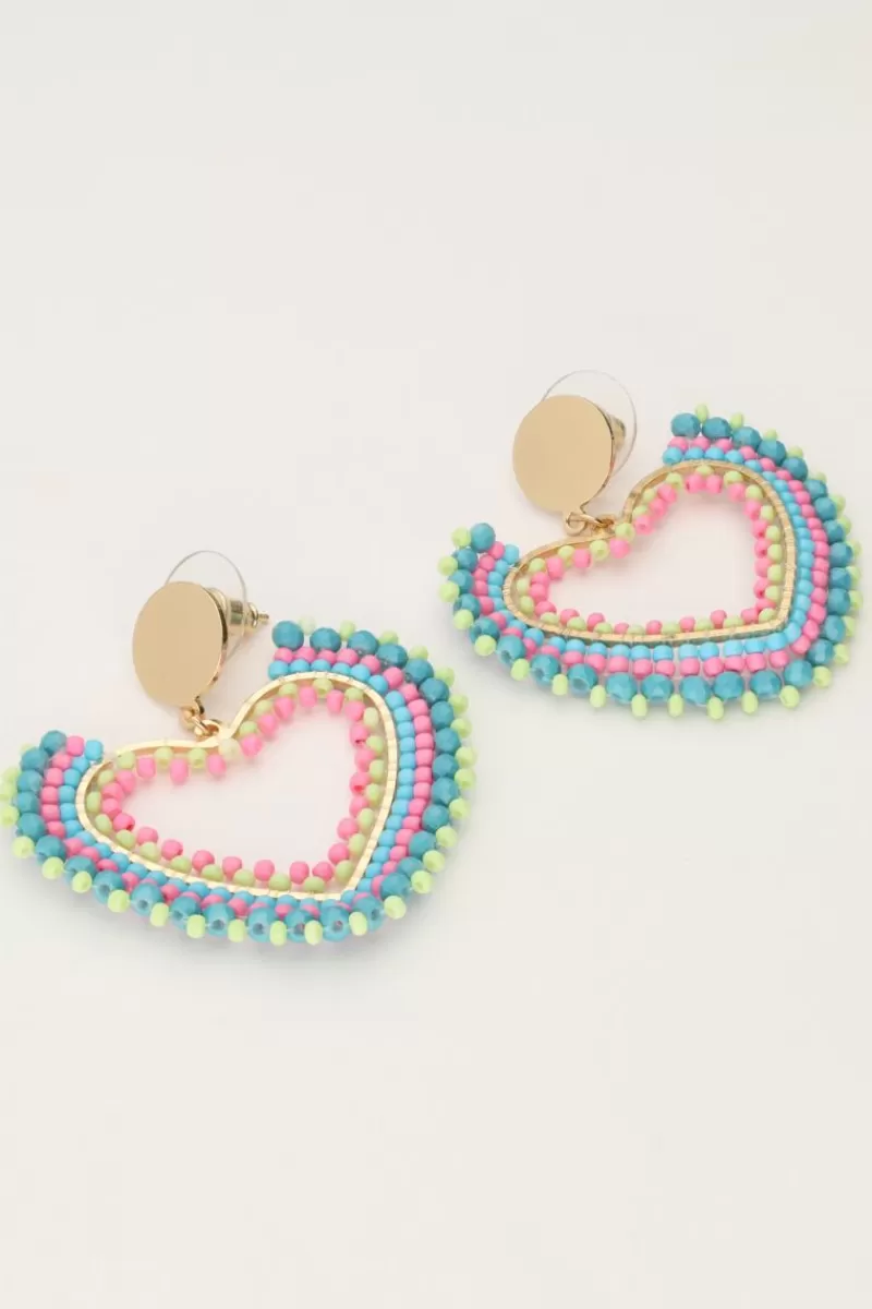 My Jewellery Boucles D'oreilles Avec Cœur En Perles Multicolores