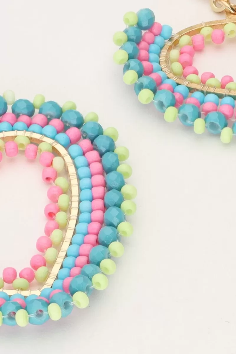 My Jewellery Boucles D'oreilles Avec Cœur En Perles Multicolores