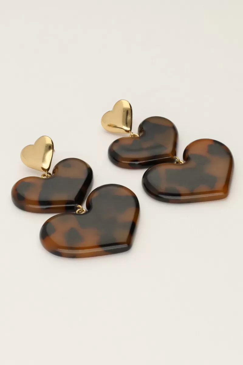 My Jewellery Boucles D'oreilles Avec Cœurs Imprimés Léopard