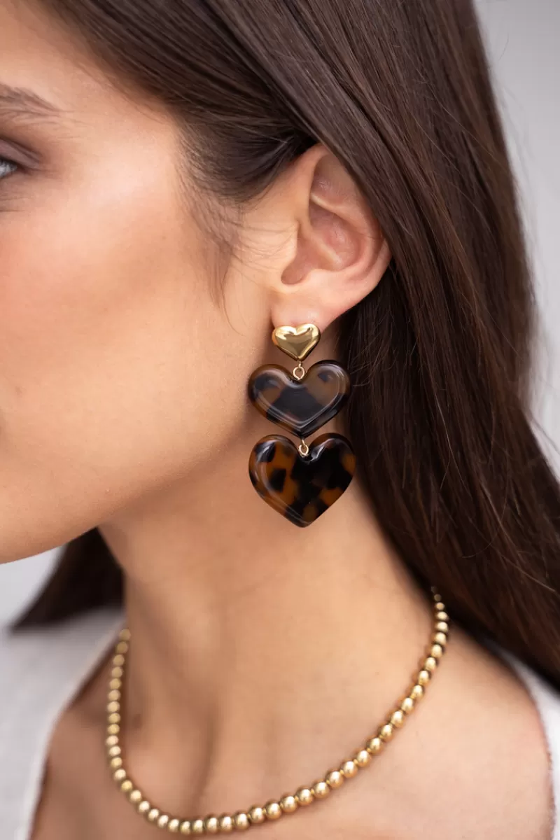 My Jewellery Boucles D'oreilles Avec Cœurs Imprimés Léopard