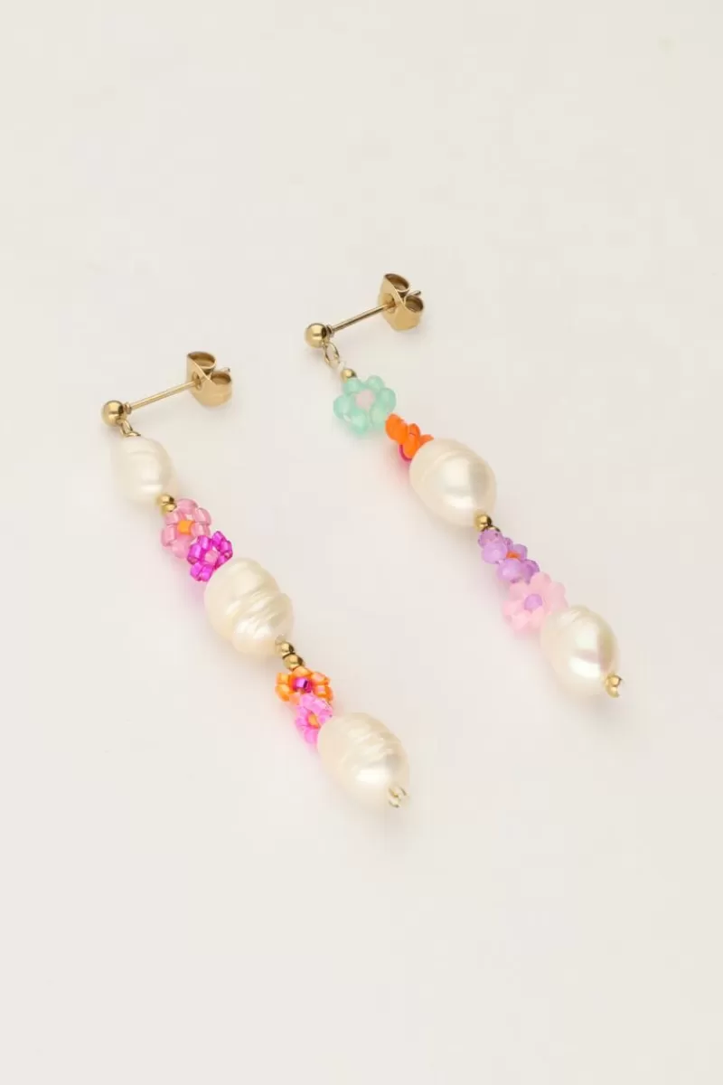 My Jewellery Boucles D'oreilles Avec Perles Et Fleurs