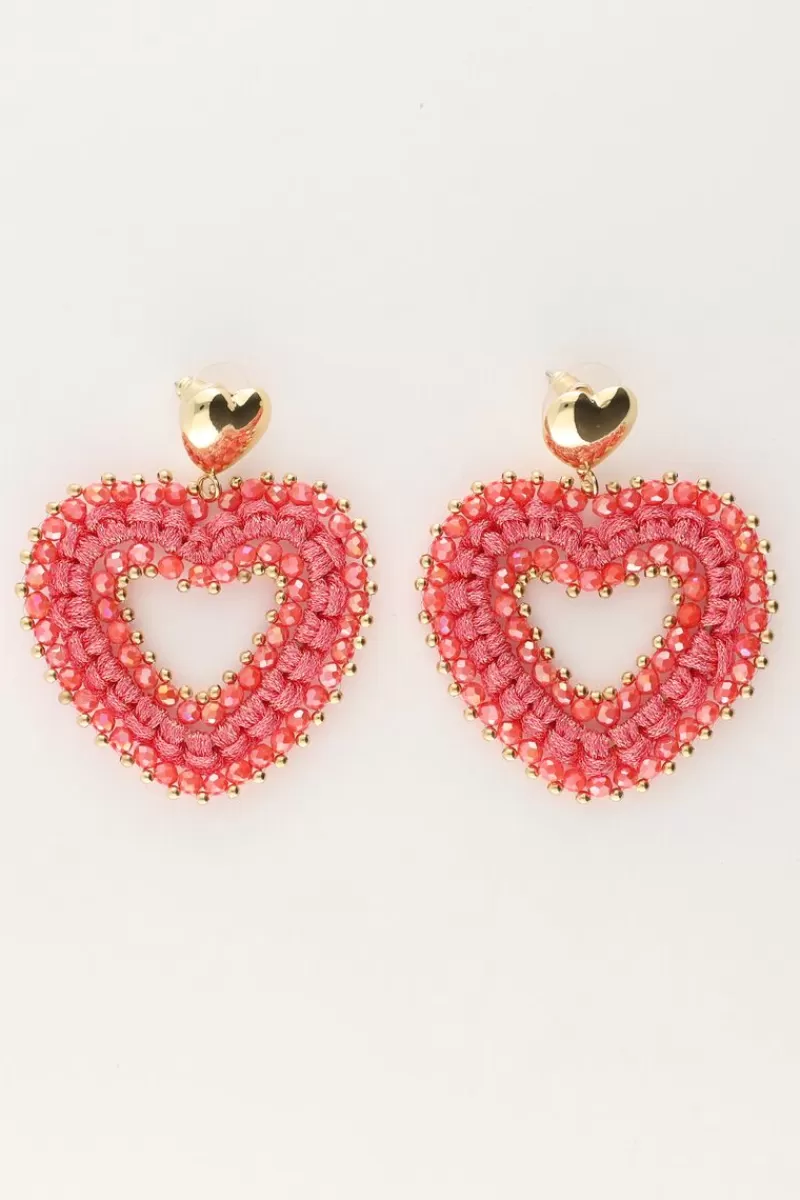 My Jewellery Boucles D'oreilles Avec Perles Roses En Forme De Coeur