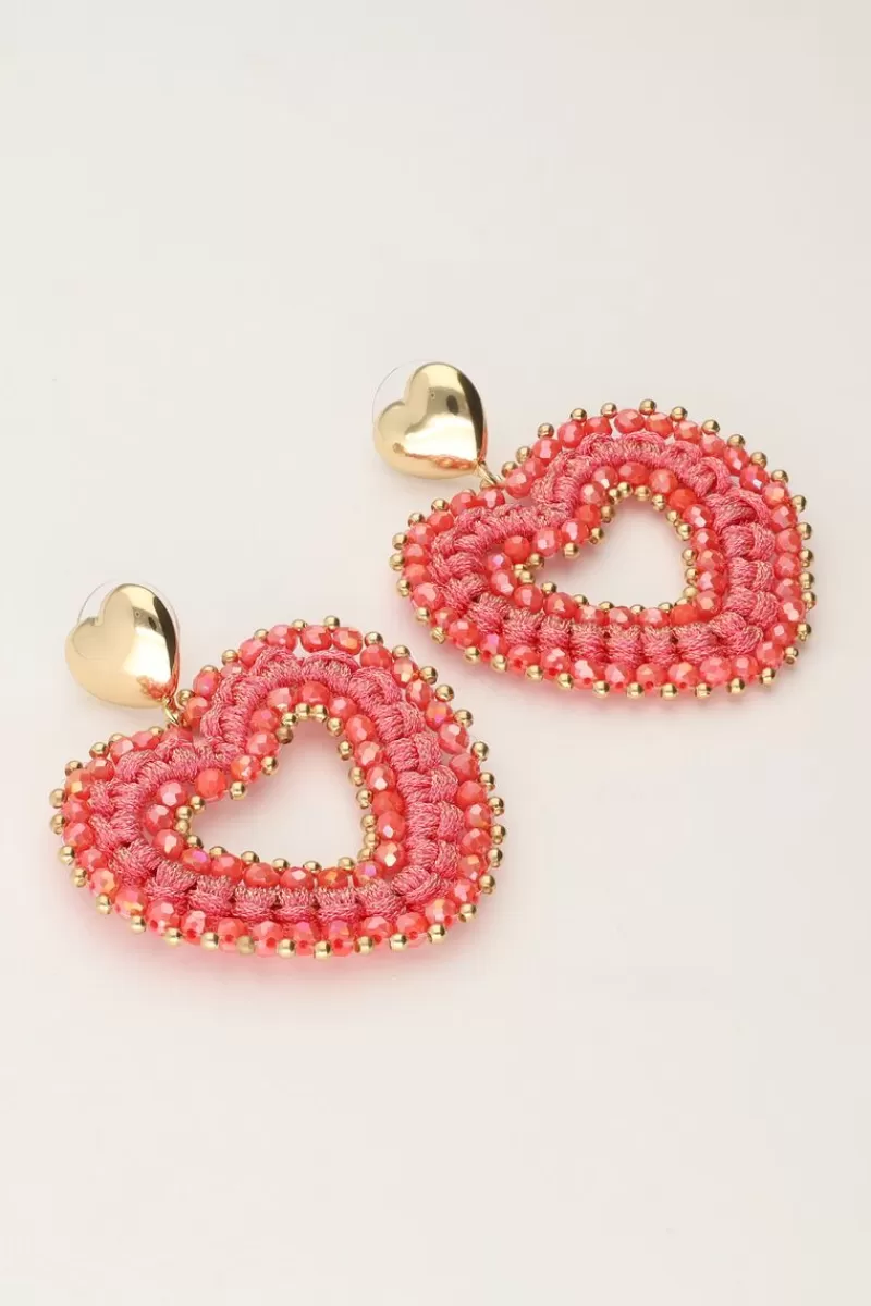 My Jewellery Boucles D'oreilles Avec Perles Roses En Forme De Coeur