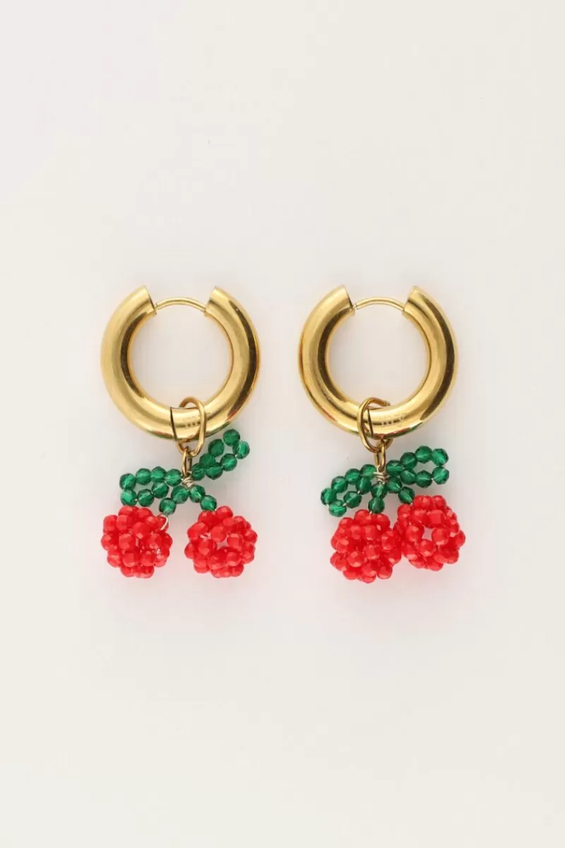 My Jewellery Boucles D'oreilles Avec Perles Rouges Cerise