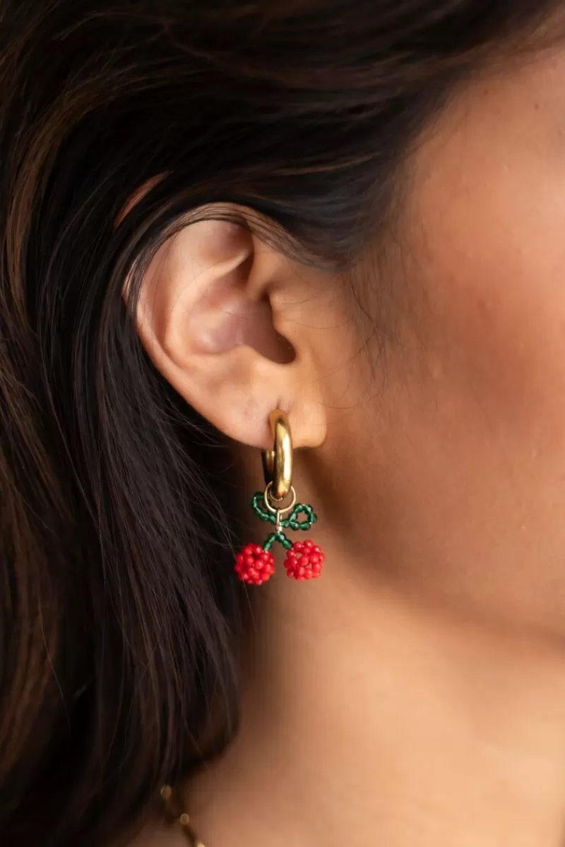 My Jewellery Boucles D'oreilles Avec Perles Rouges Cerise