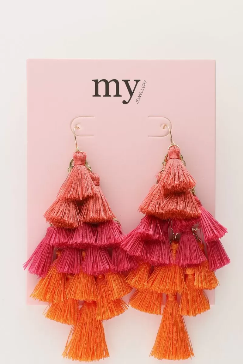 My Jewellery Boucles D'oreilles Avec Pompons Colorés