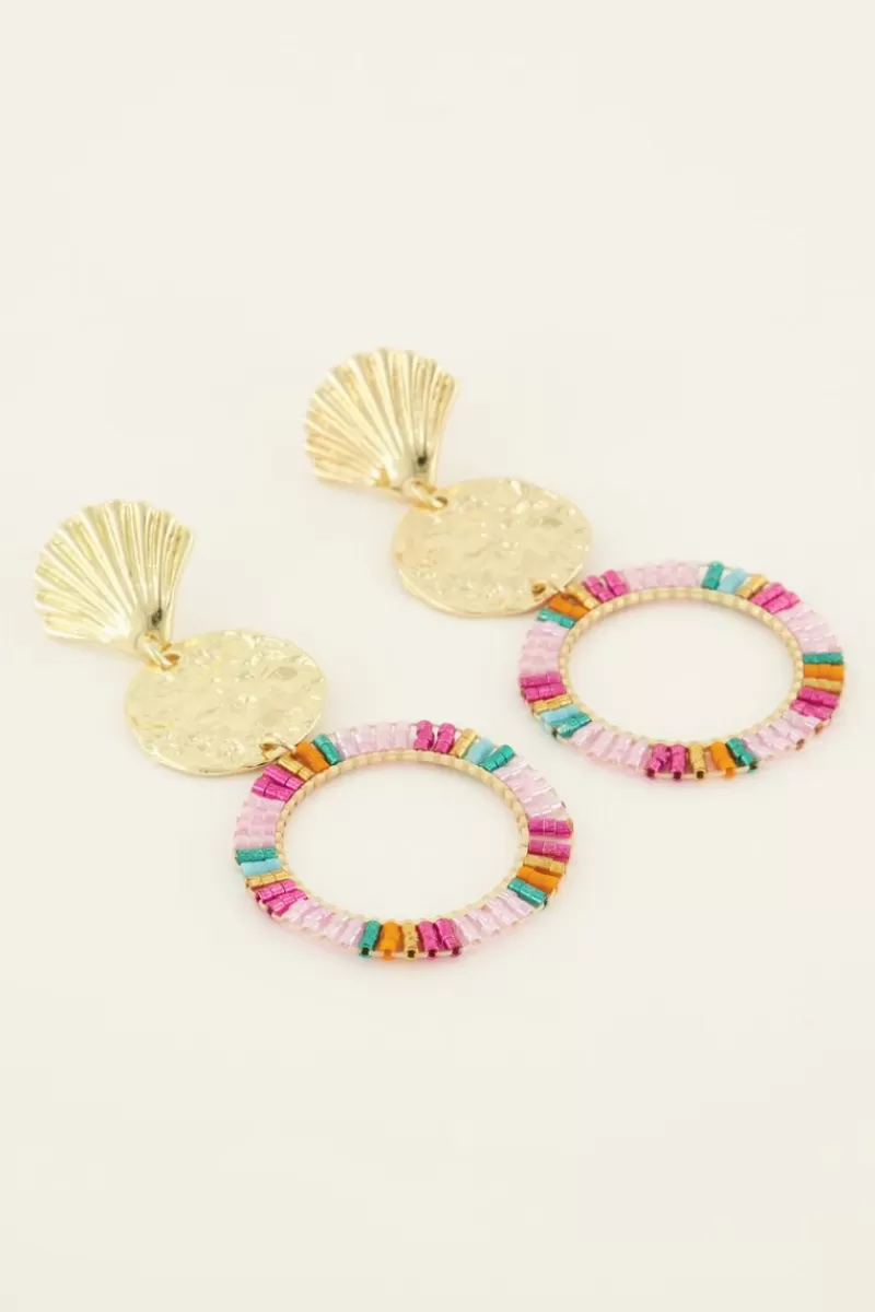 My Jewellery Boucles D'oreilles Coquillage Et Anneau Coloré