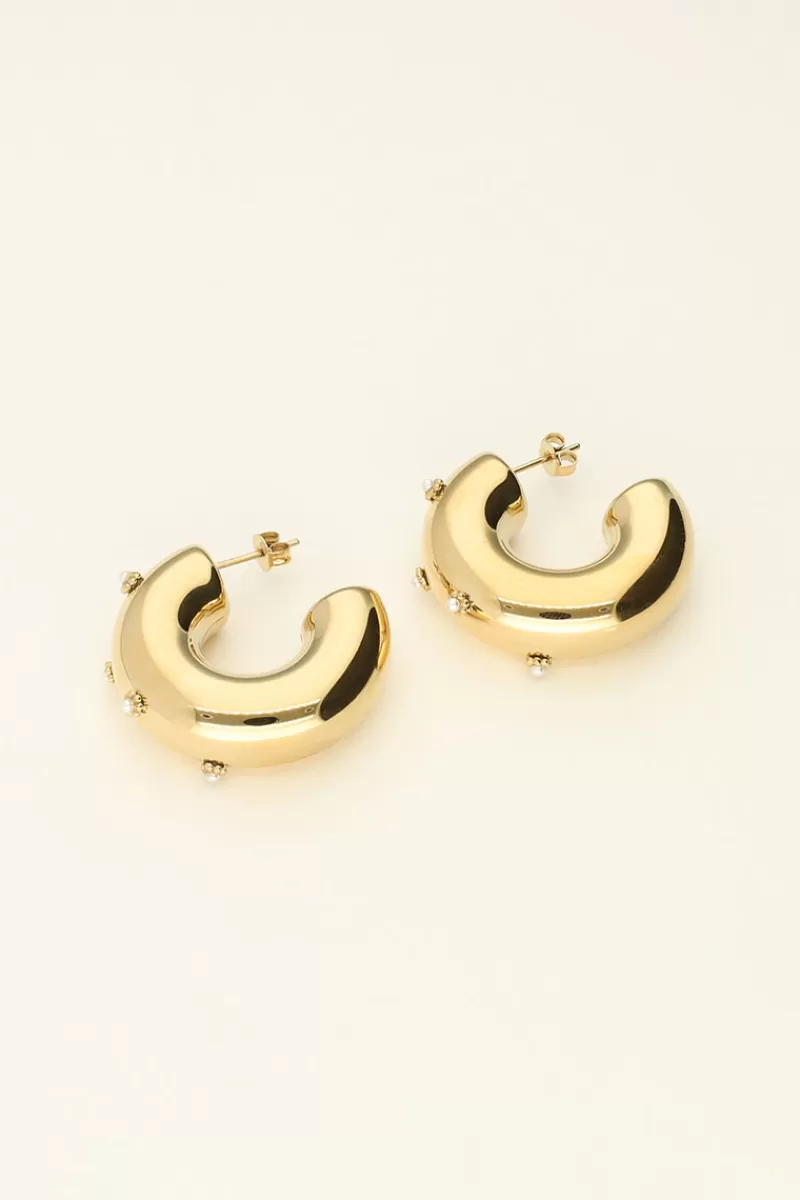 My Jewellery Boucles D’oreilles Créoles Ouvertes Avec Fleur Et Perle