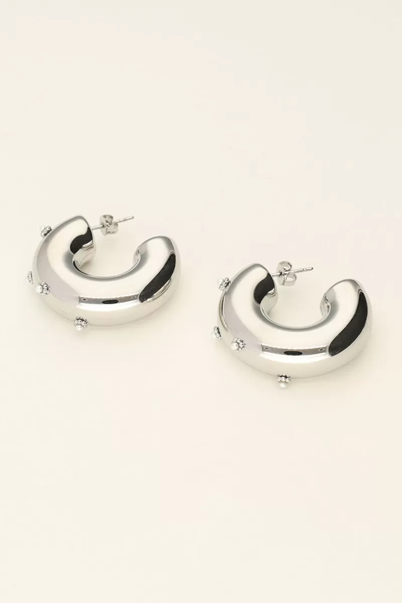 My Jewellery Boucles D’oreilles Créoles Ouvertes Avec Fleur Et Perle