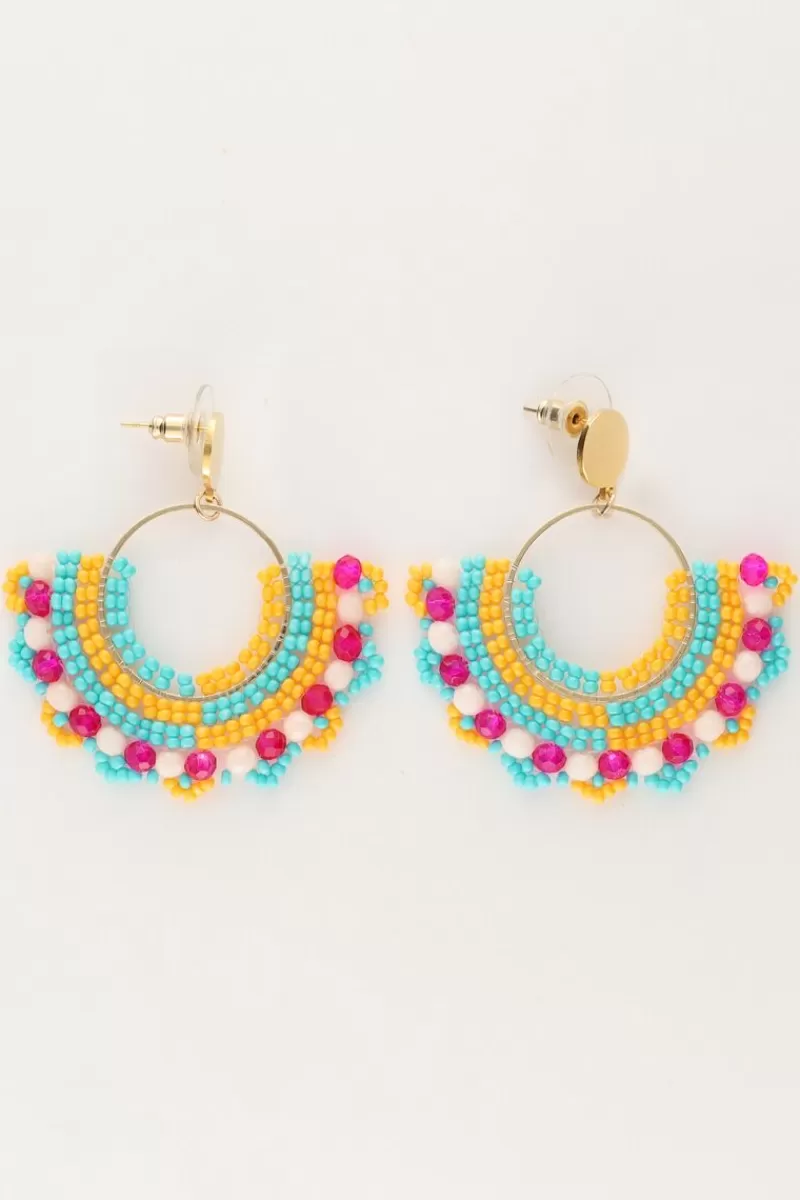 My Jewellery Boucles D'oreilles Demi-rondes Avec Perles Multicolores