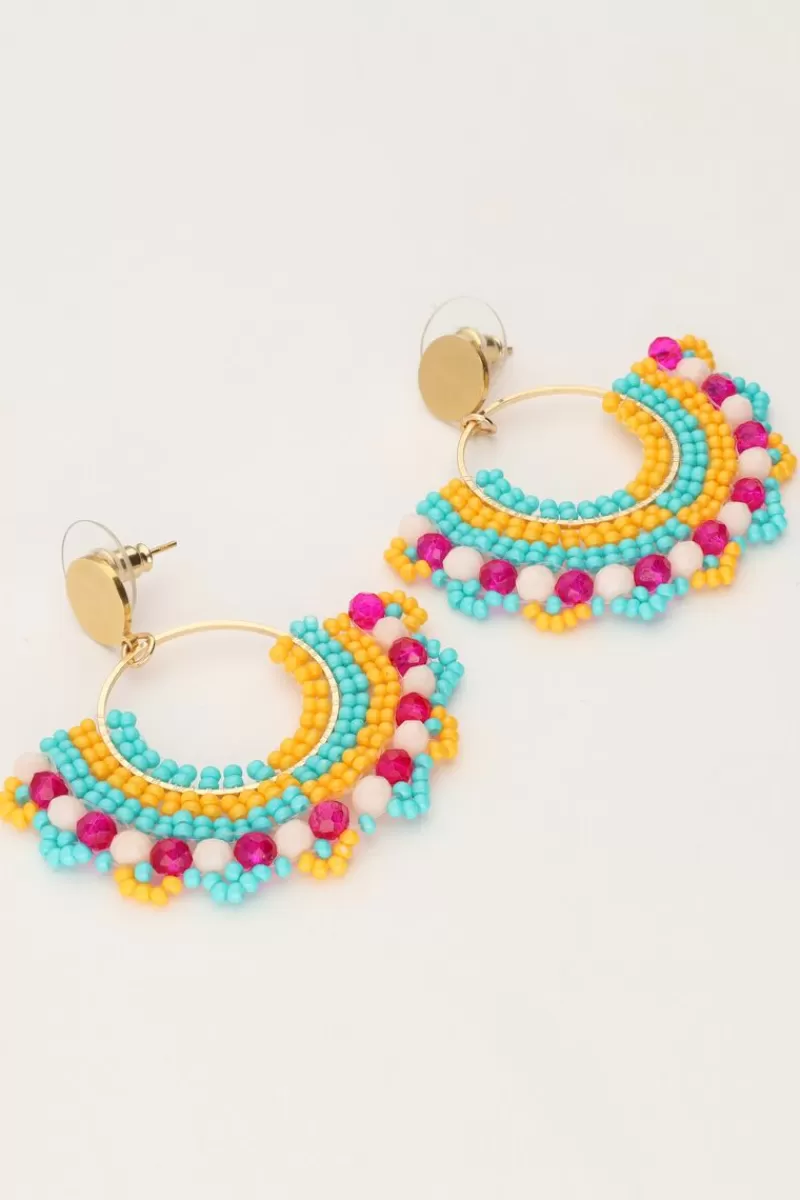 My Jewellery Boucles D'oreilles Demi-rondes Avec Perles Multicolores