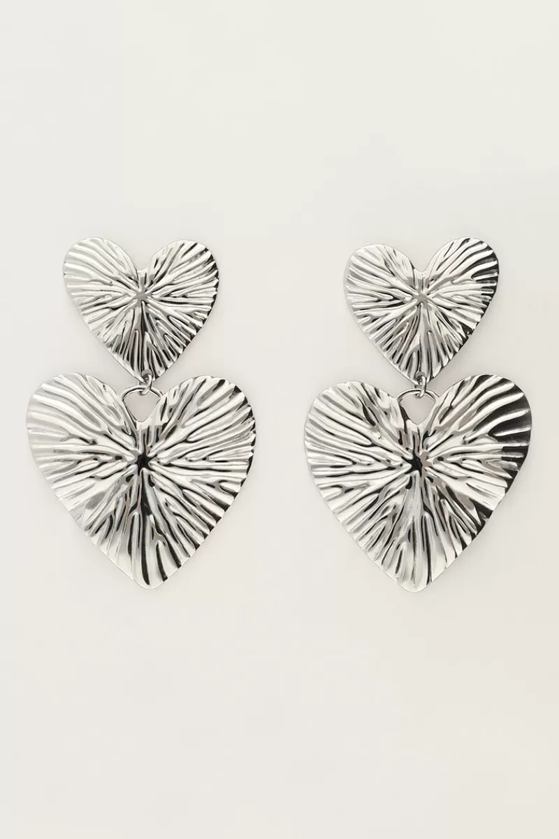 My Jewellery Boucles D'oreilles Deux Cœurs Martelés