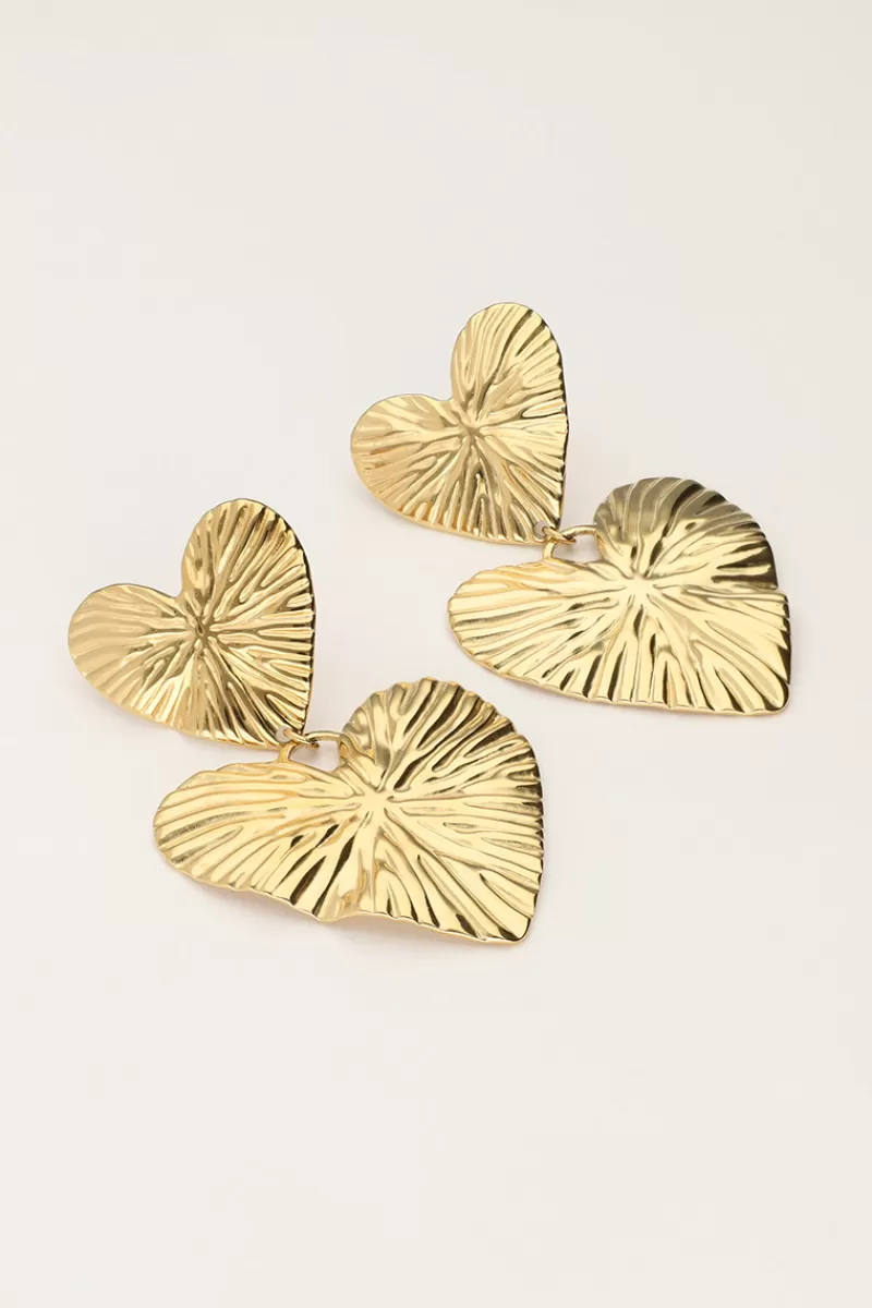 My Jewellery Boucles D'oreilles Deux Cœurs Martelés