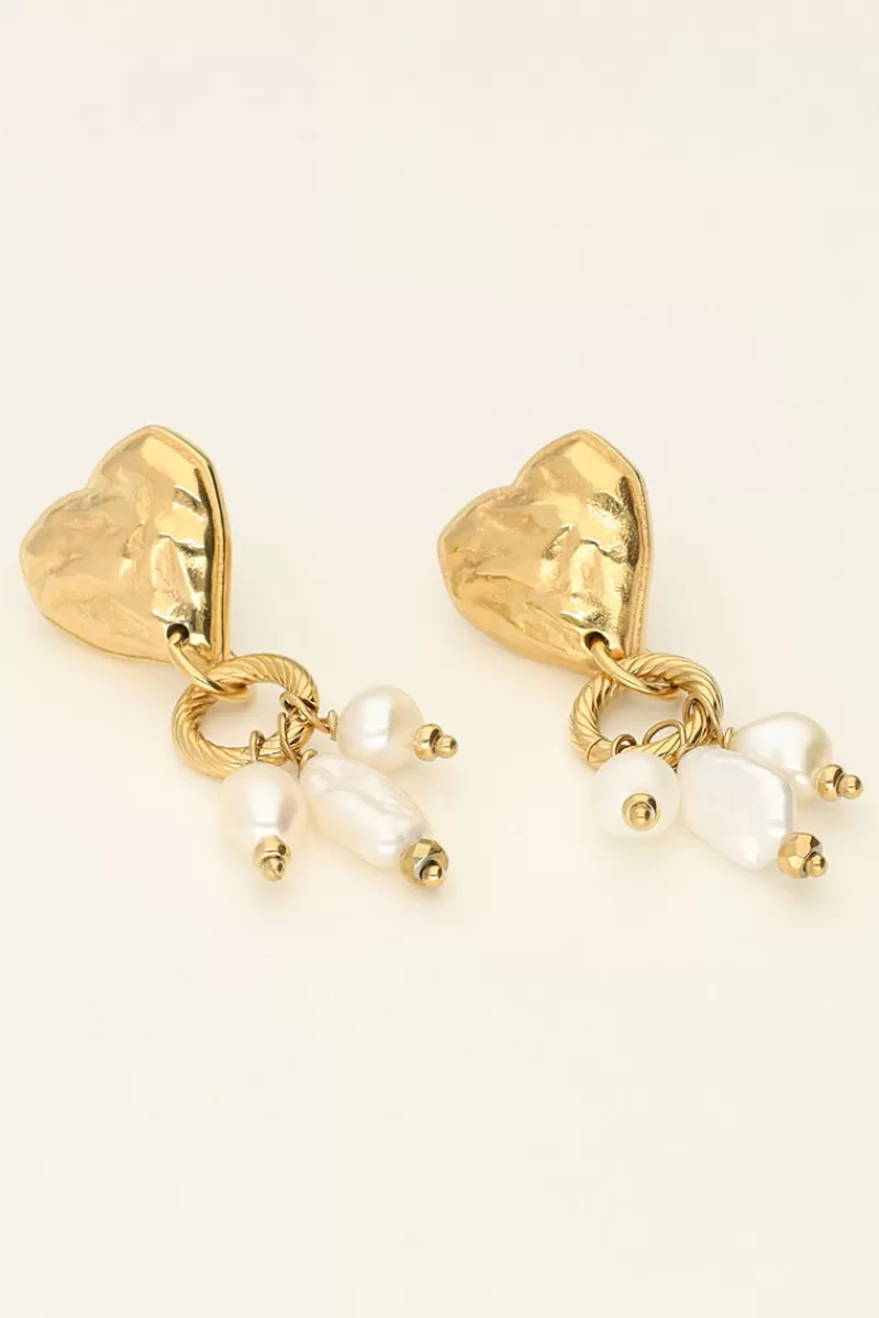 My Jewellery Boucles D’oreilles Longues Coeur Et Perles