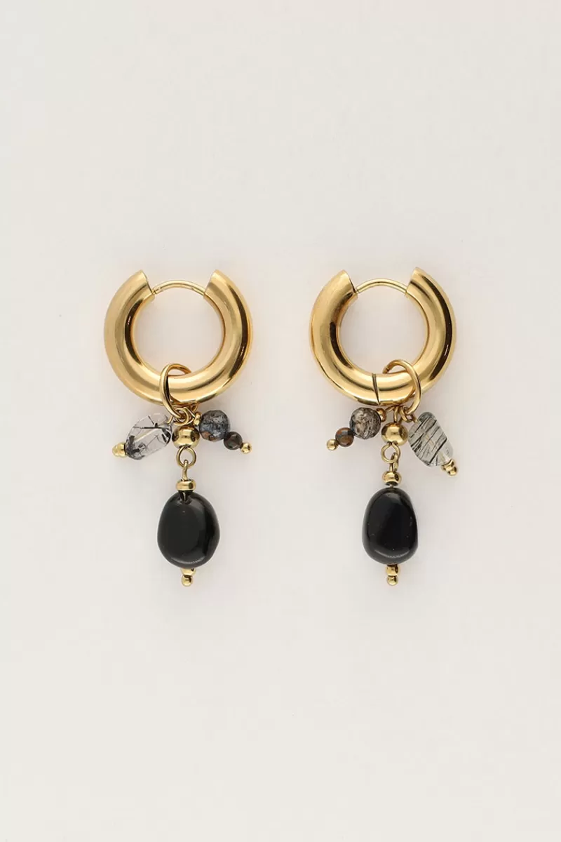My Jewellery Boucles D'oreilles Mini Avec Pierres Noires