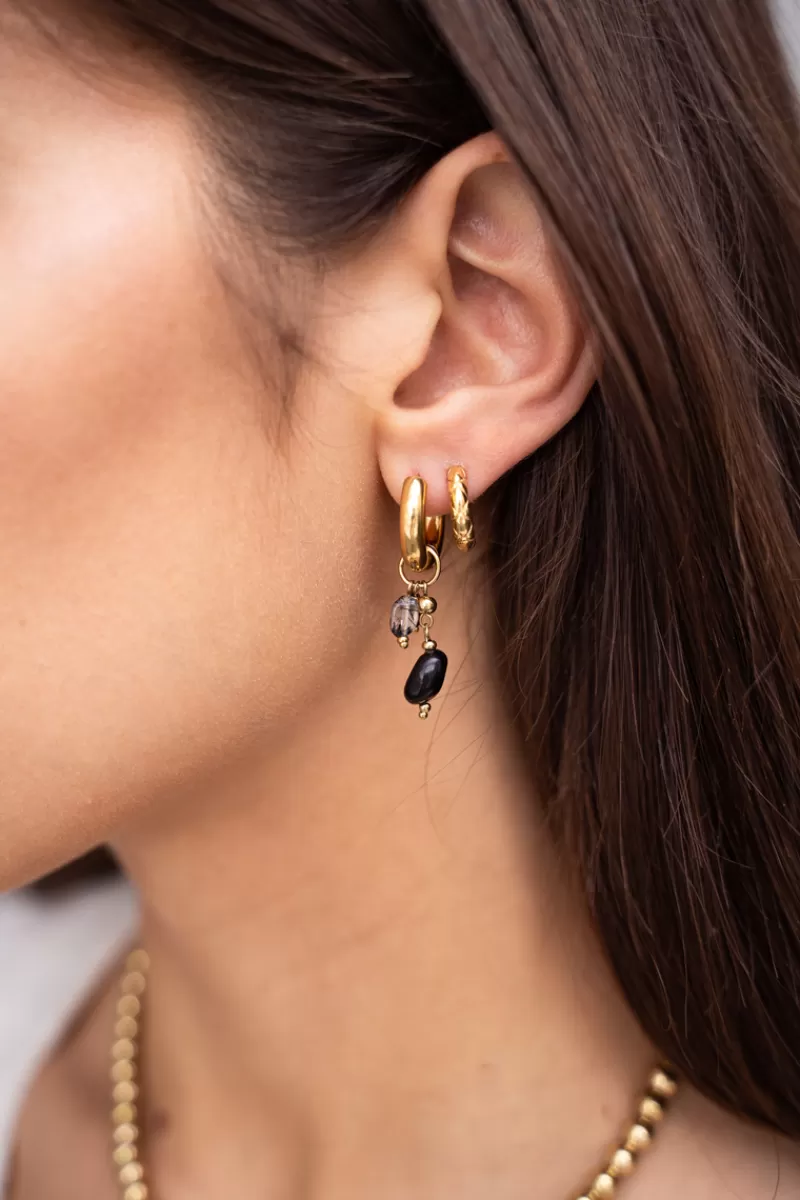 My Jewellery Boucles D'oreilles Mini Avec Pierres Noires