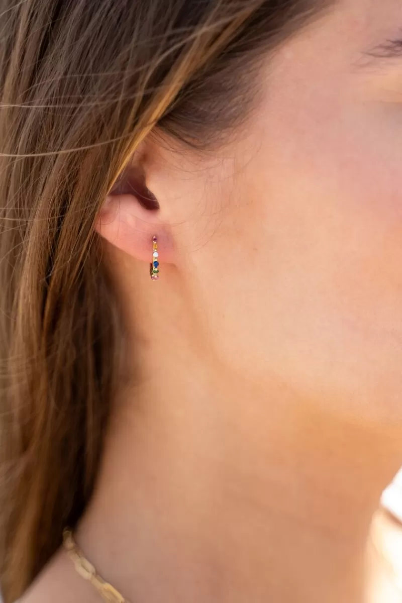 My Jewellery Boucles D'oreilles Minimalistes Avec Pierres Multicolores