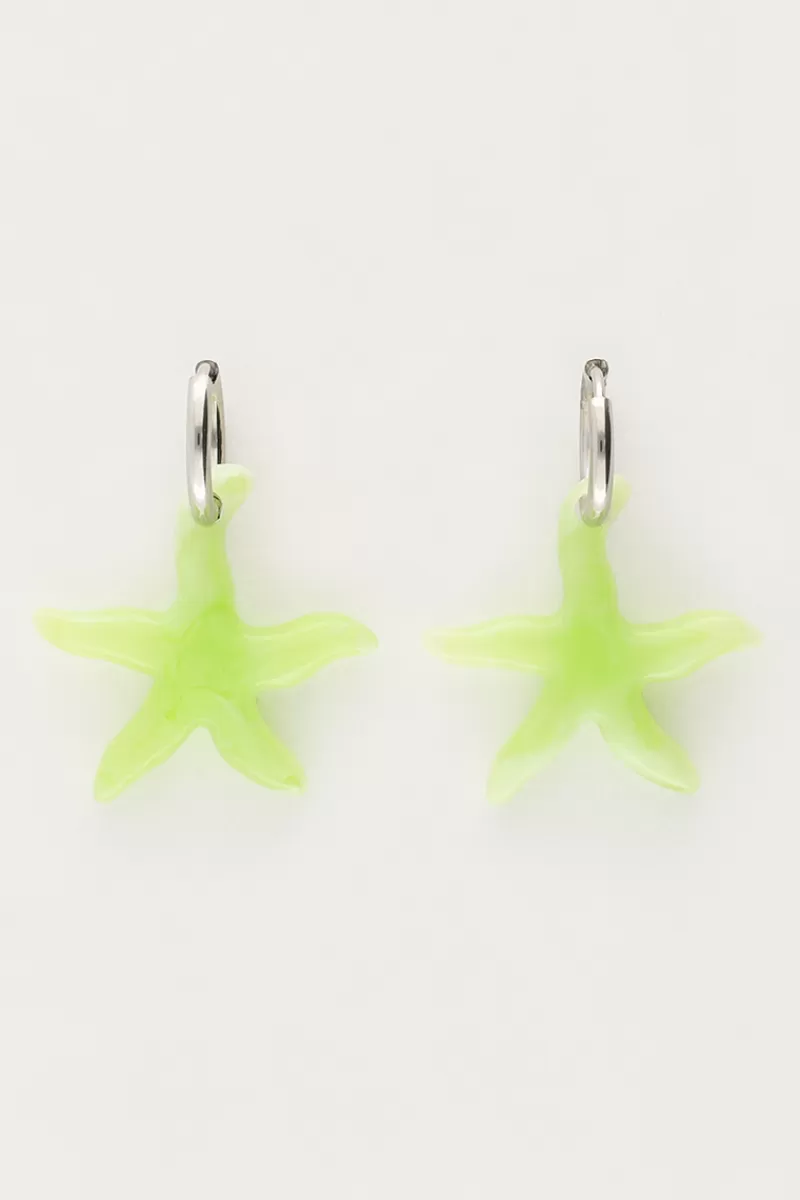 My Jewellery Boucles D'oreilles Océan Avec Petite étoile De Mer Verte
