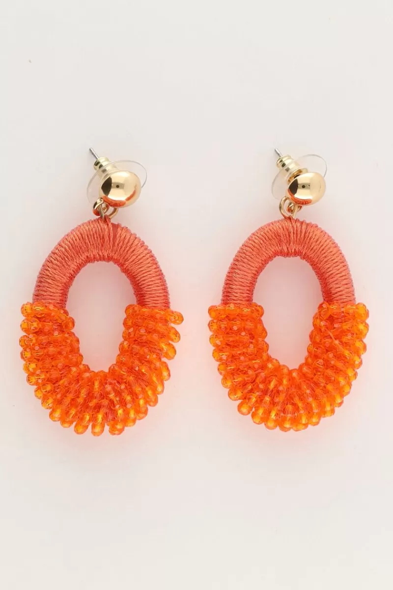 My Jewellery Boucles D'oreilles Orange Avec Perles