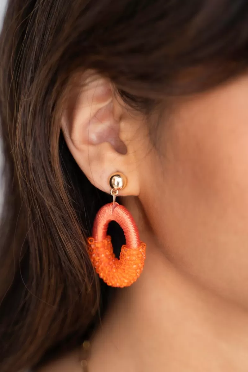 My Jewellery Boucles D'oreilles Orange Avec Perles