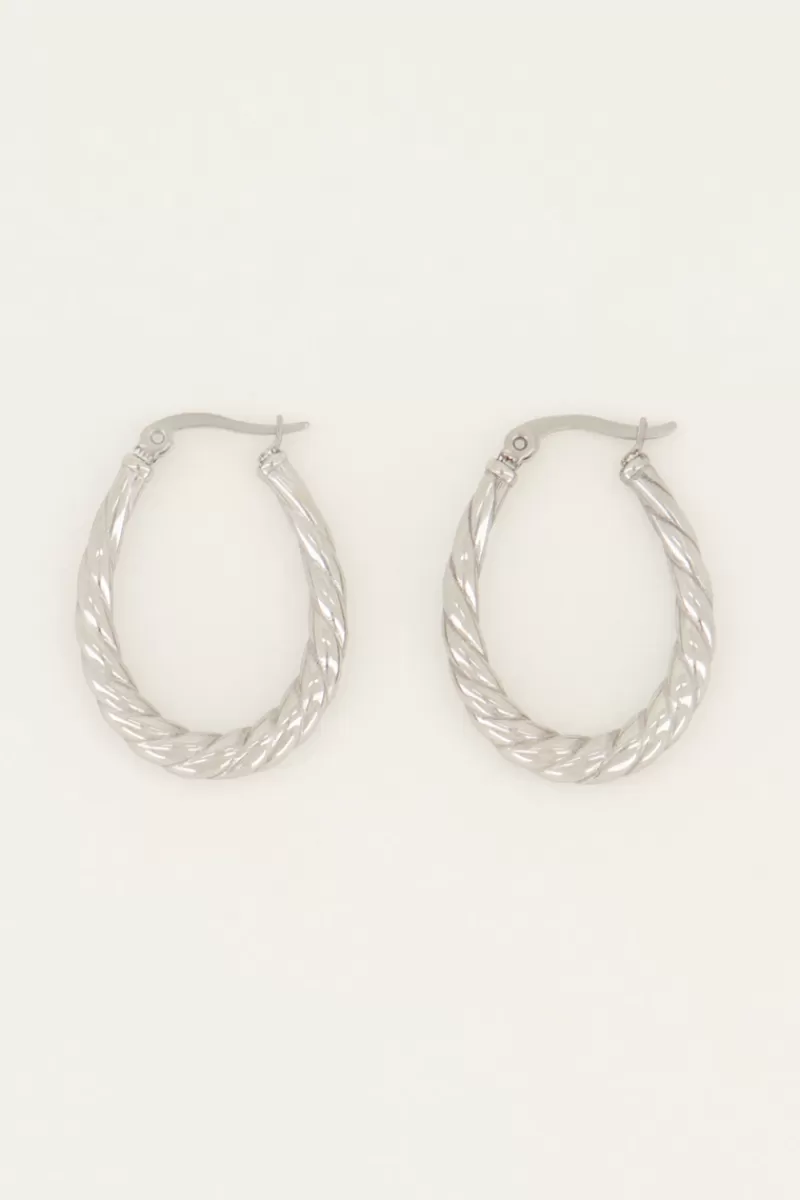 My Jewellery Boucles D’oreilles Ovales à Motif Torsadé