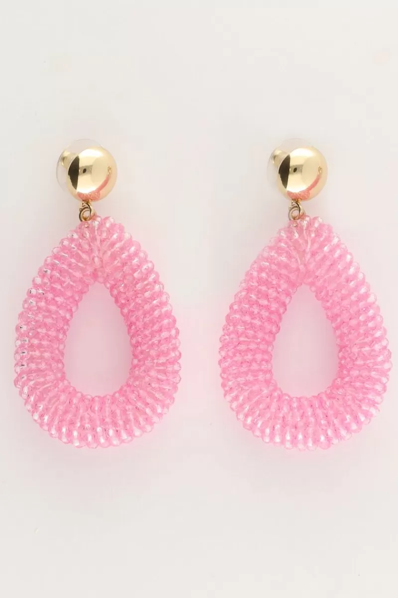 My Jewellery Boucles D'oreilles Ovales Roses Avec Pierres