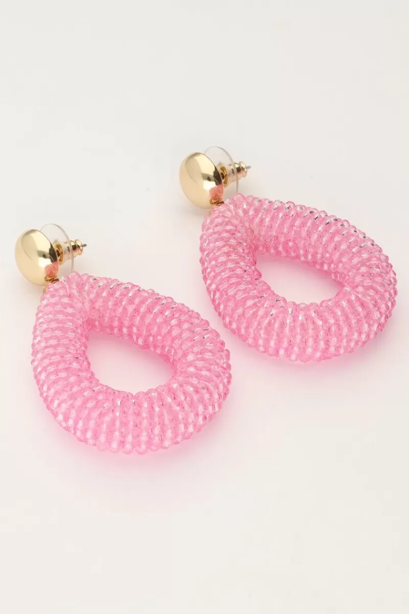 My Jewellery Boucles D'oreilles Ovales Roses Avec Pierres