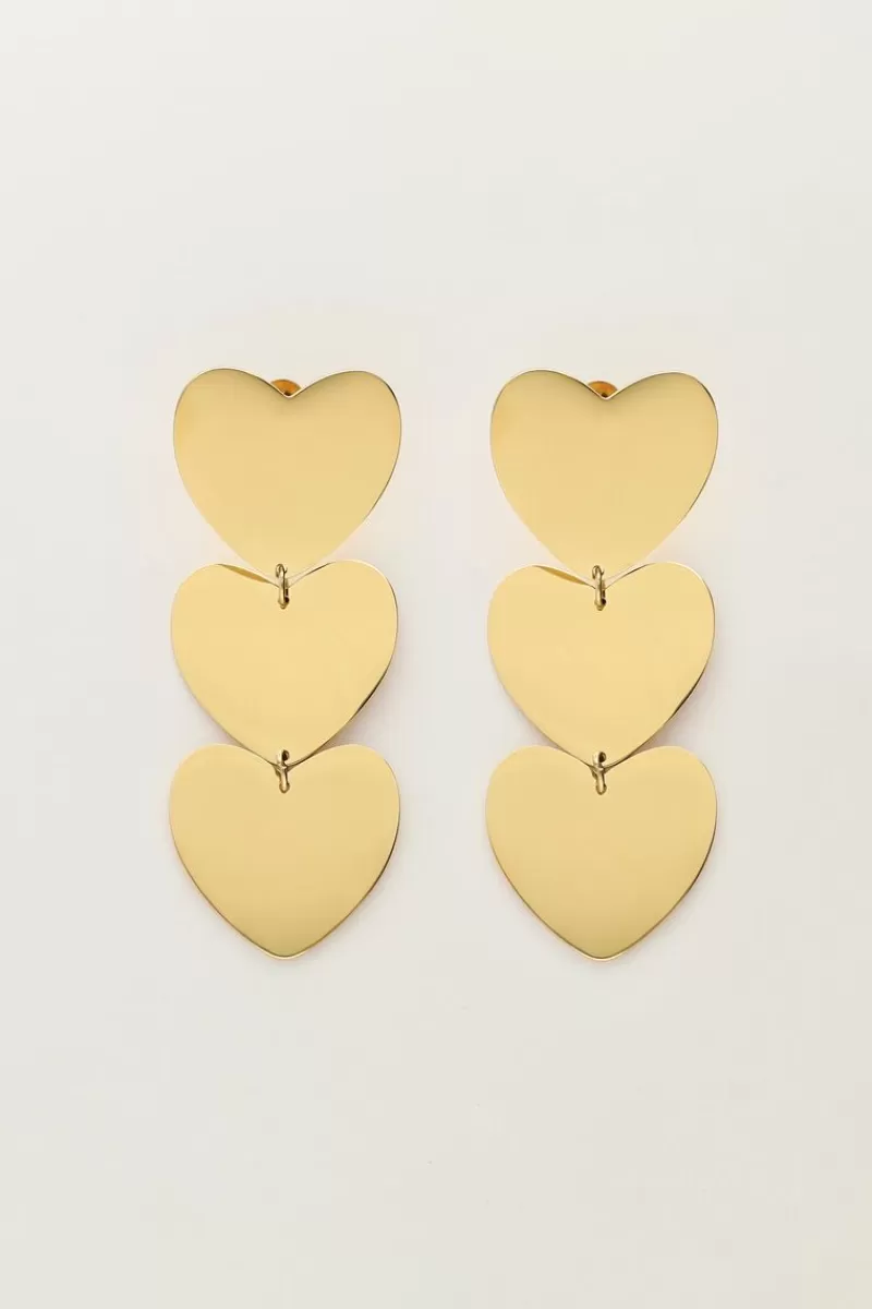 My Jewellery Boucles D’oreilles Pendantes à Trois Cœurs