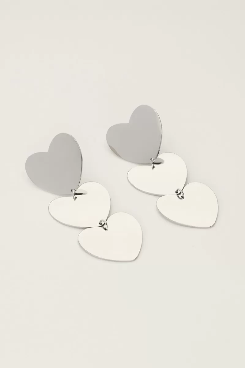 My Jewellery Boucles D’oreilles Pendantes à Trois Cœurs