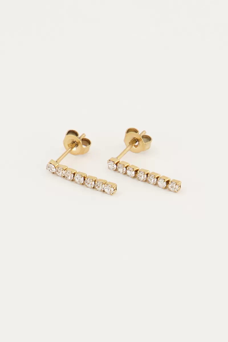 My Jewellery Boucles D’oreilles Puces Avec Barres En Strass