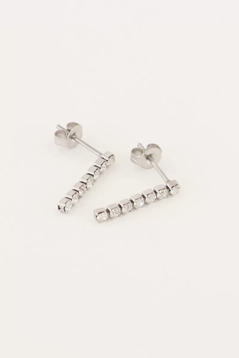 My Jewellery Boucles D’oreilles Puces Avec Barres En Strass