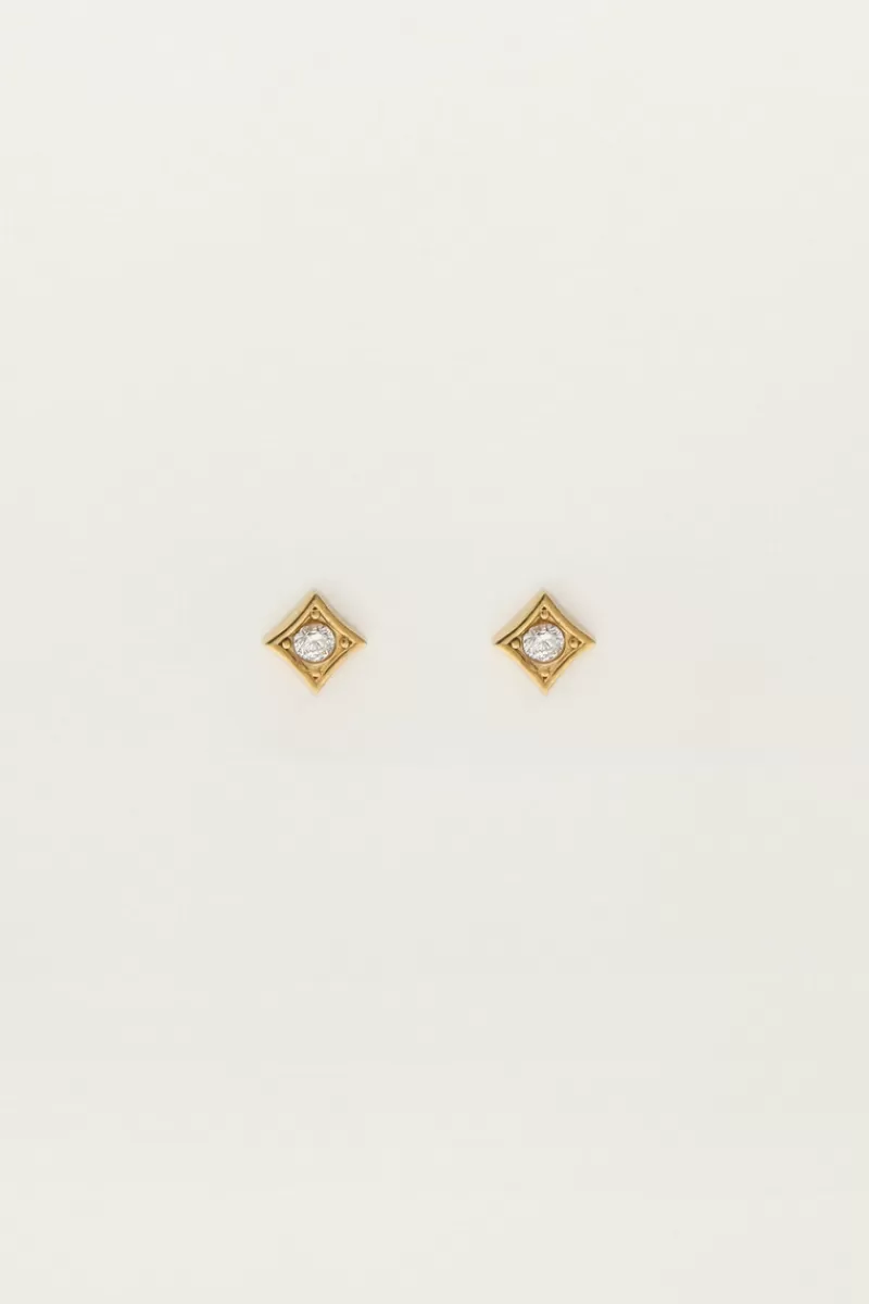My Jewellery Boucles D'oreilles Puces Carrées Avec Strass