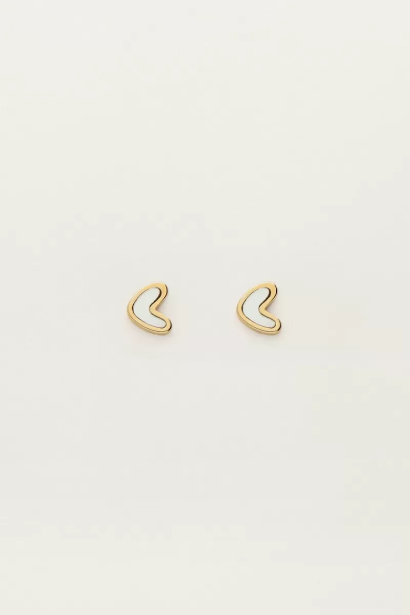 My Jewellery Boucles D'oreilles Puces Coeur Nacré
