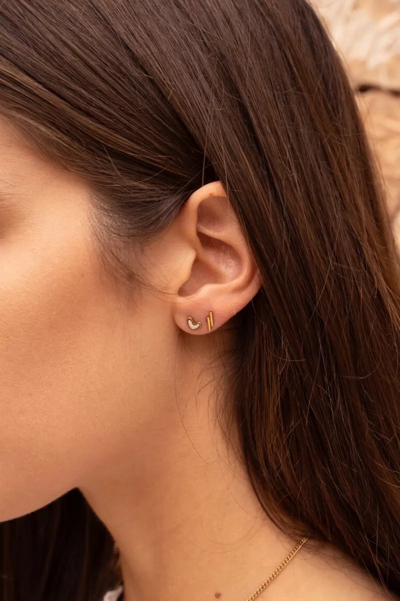 My Jewellery Boucles D'oreilles Puces Coeur Nacré