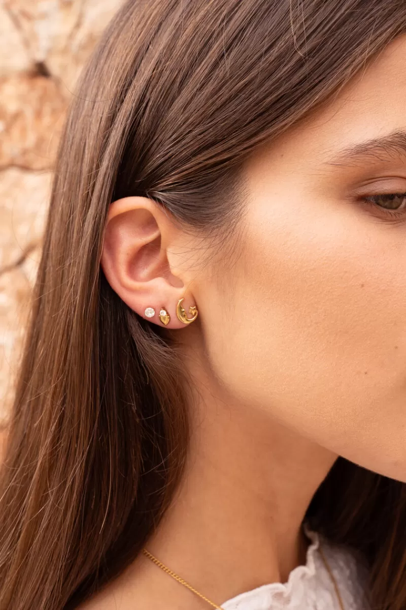 My Jewellery Boucles D'oreilles Puces Cœur Avec Strass
