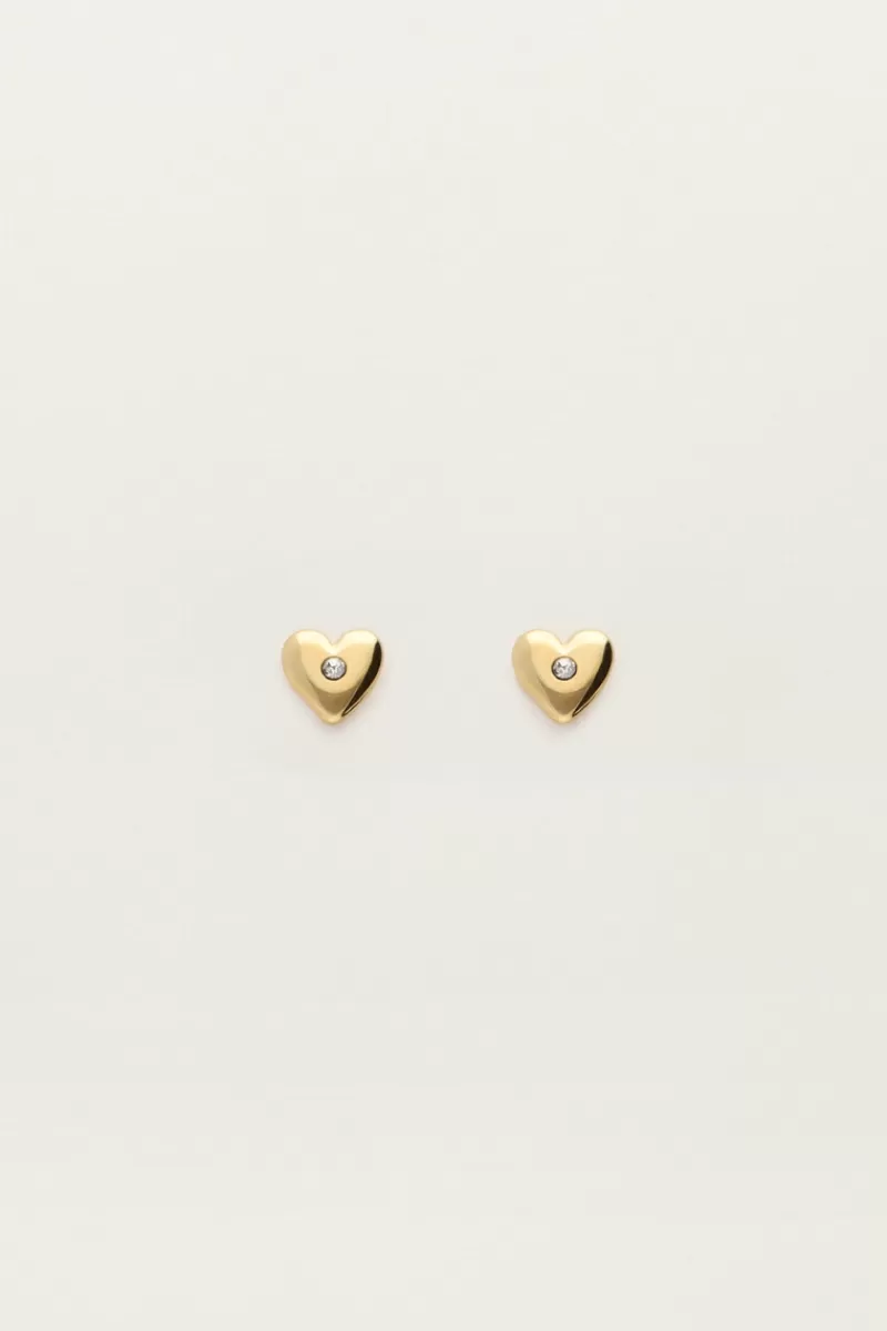 My Jewellery Boucles D'oreilles Puces Cœur Et Strass