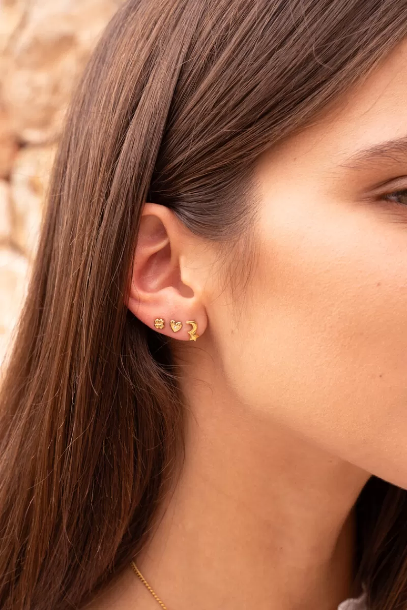 My Jewellery Boucles D'oreilles Puces Cœur Et Strass