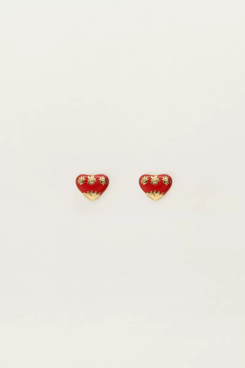 My Jewellery Boucles D'oreilles Puces Mini Cœur Rouge