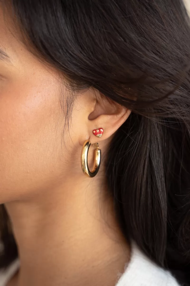 My Jewellery Boucles D'oreilles Puces Mini Cœur Rouge