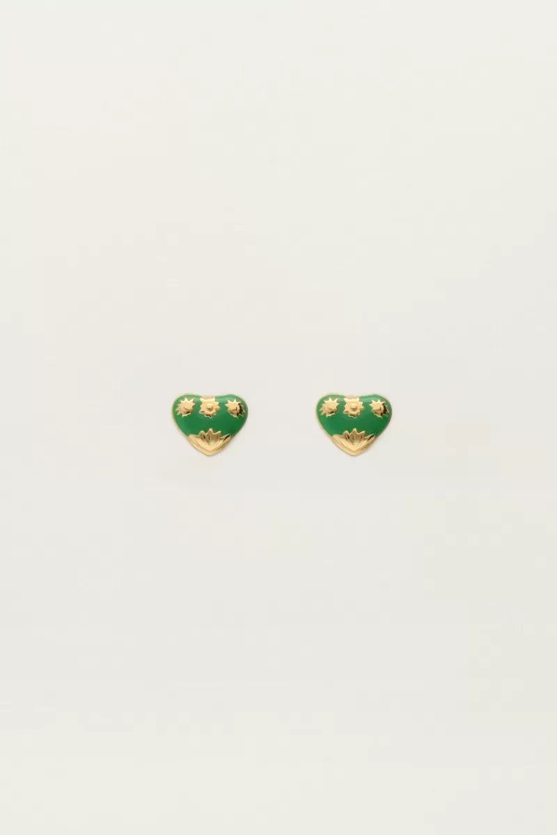 My Jewellery Boucles D'oreilles Puces Mini Cœur Vert