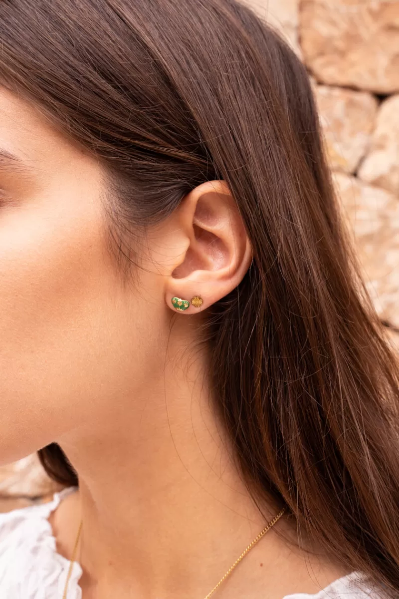 My Jewellery Boucles D'oreilles Puces Mini Cœur Vert