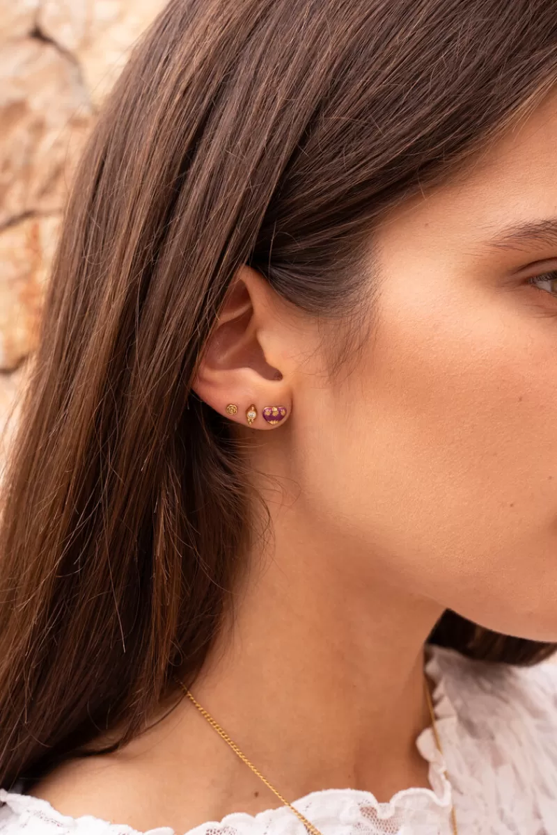 My Jewellery Boucles D'oreilles Puces Mini Cœur Violet