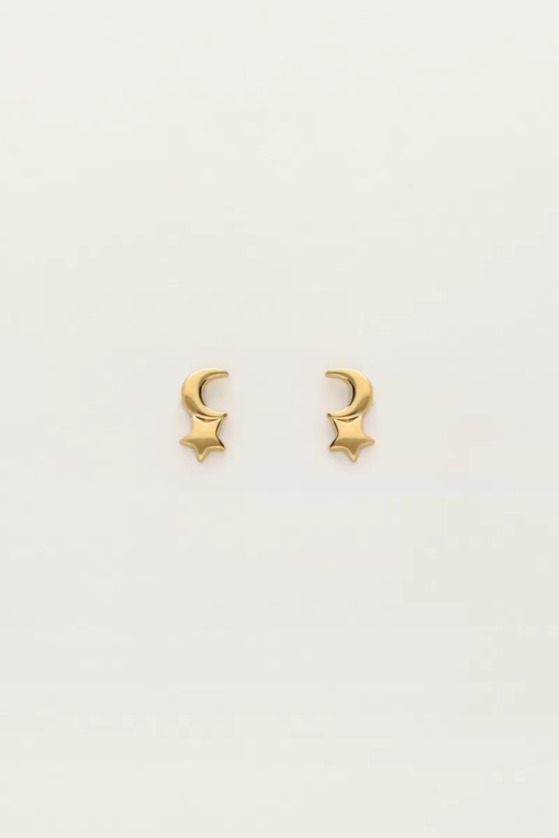 My Jewellery Boucles D'oreilles Puces Mini Lune Et étoile