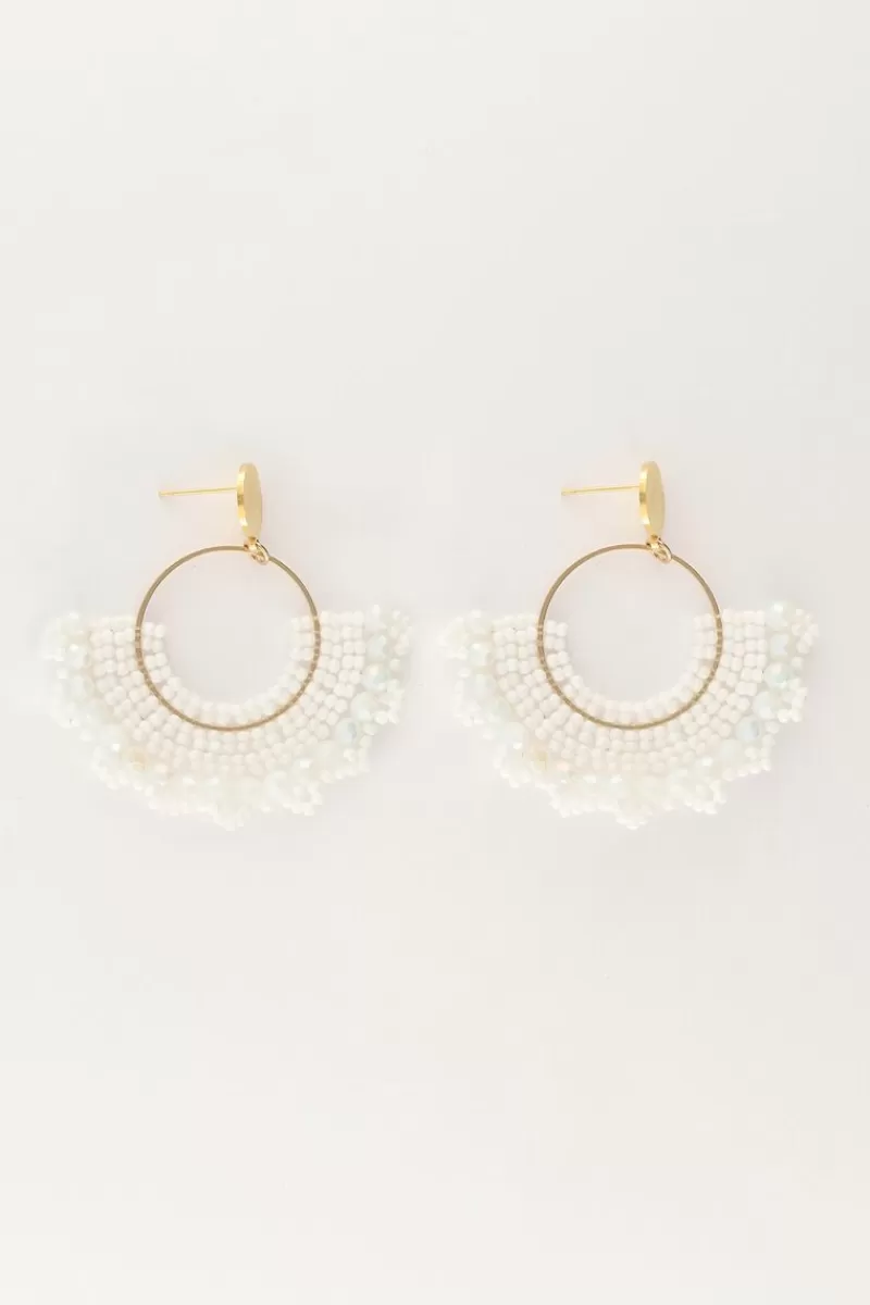 My Jewellery Boucles D'oreilles Semi-rondes Avec Perles Blanches