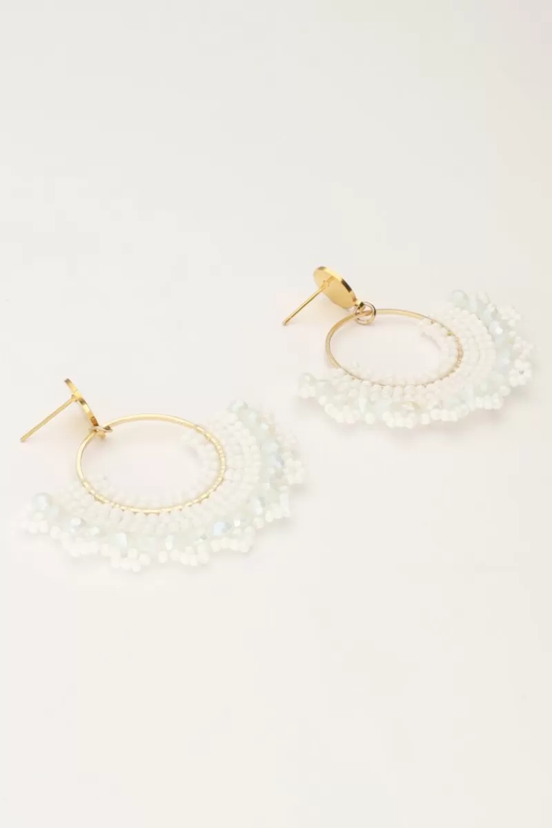 My Jewellery Boucles D'oreilles Semi-rondes Avec Perles Blanches
