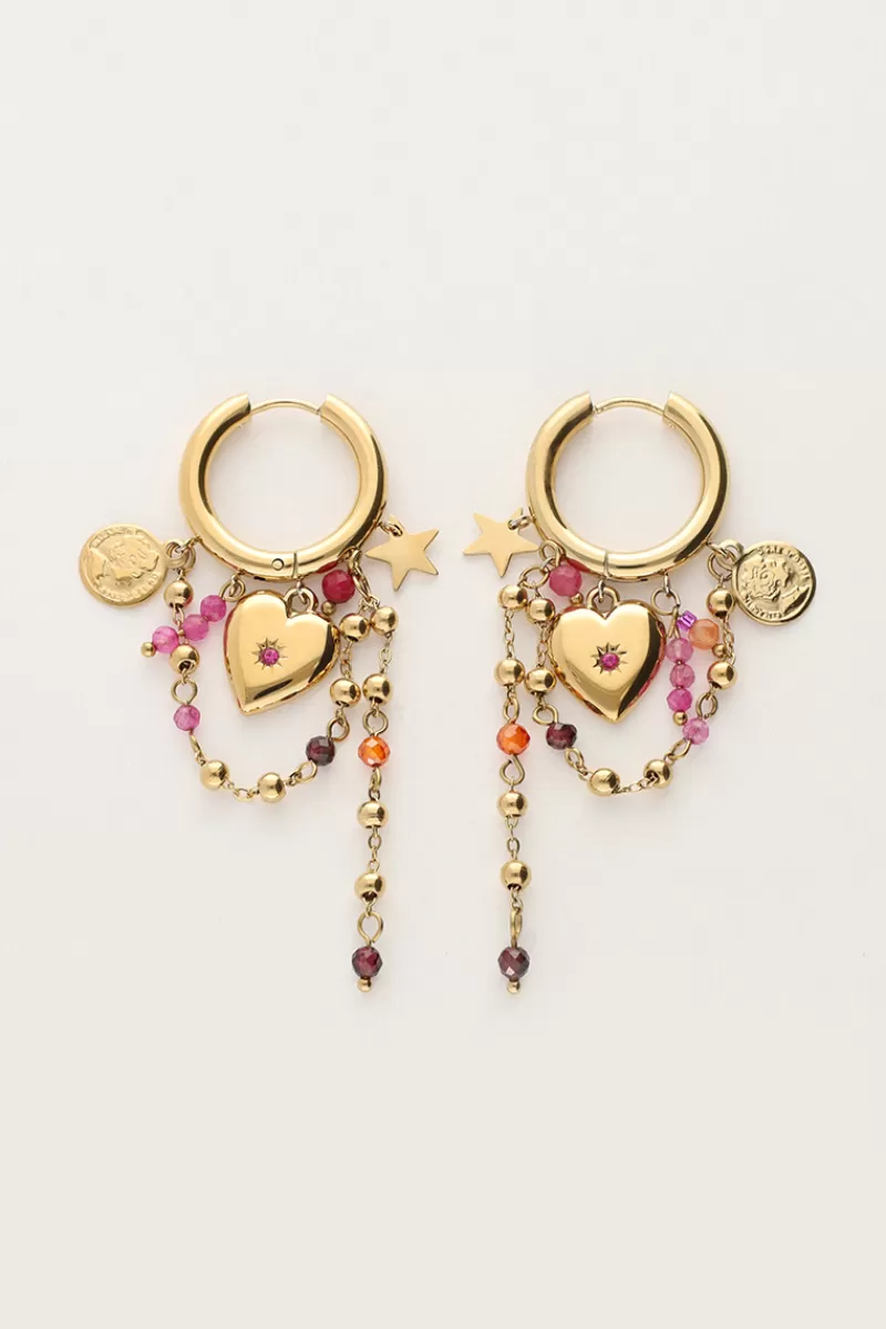 My Jewellery Boucles D'oreilles Starry Avec Cœur Et Perles