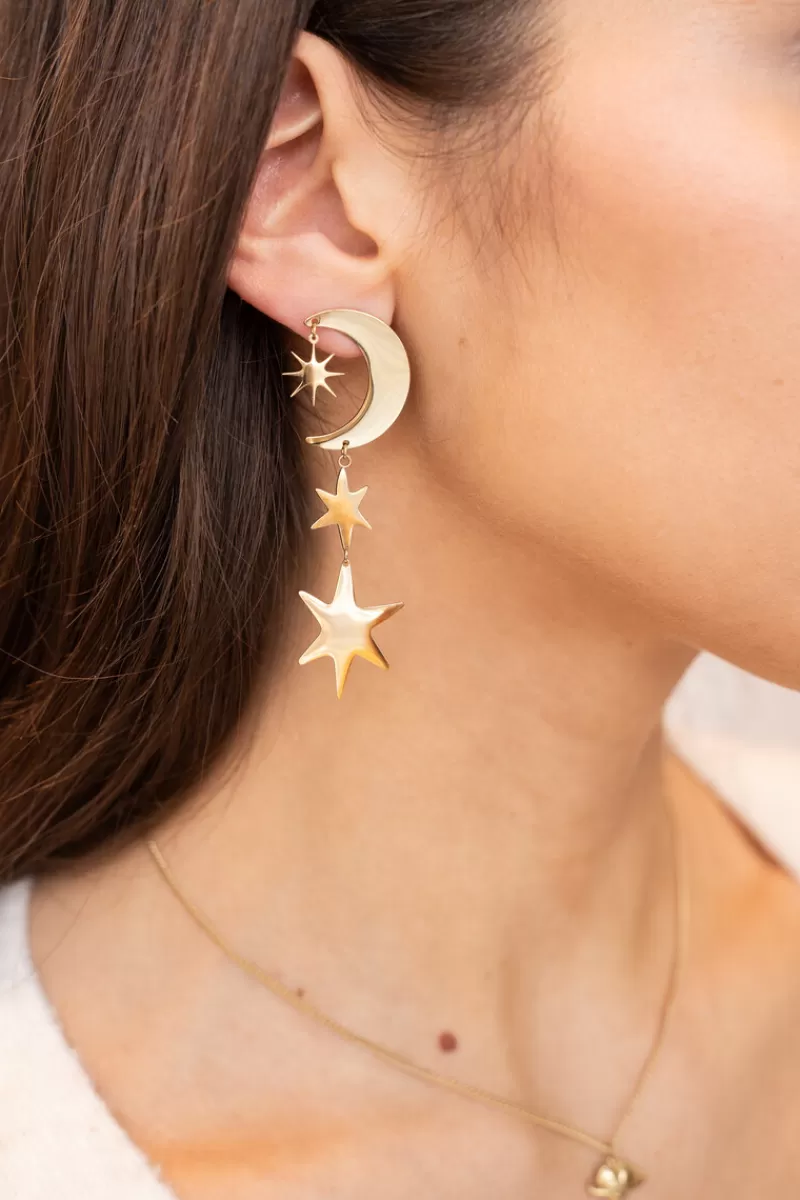 My Jewellery Boucles D'oreilles Starry Avec Lune Et étoiles