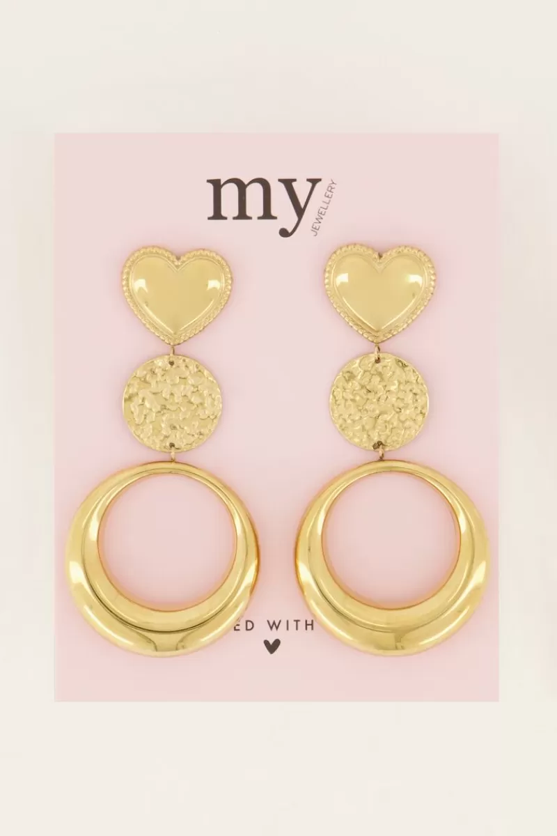 My Jewellery Boucles D’oreilles Tendance Double Ronds Et Cœur